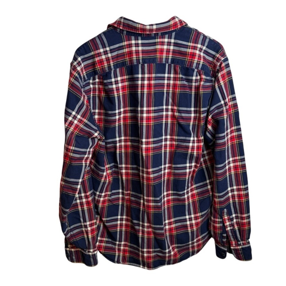 J.Crew‎ Mens Flannel Button Down Shirt L Navy Red White Lumberjack Rugged Preppy - Picture 3 of 7